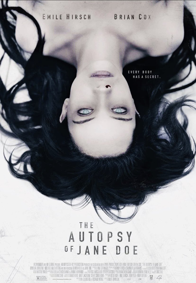 FilmFanStevie's tweet photo. Itโs time to revisit The Autopsy Of Jane Doe. Especially as this years @BFI #LFF20 lineup gets announced tomorrow. This film is screaming for a prequel. A film I loved at #LFF2016 https://t.co/z7cMbX19xL