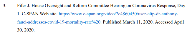 5/ Brown curiously didn't identify the person who, according to Brown, gave the wrong benchmark information on fatality rates for seasonal influenza to Congress, linking to CSPAN in his footnotes.