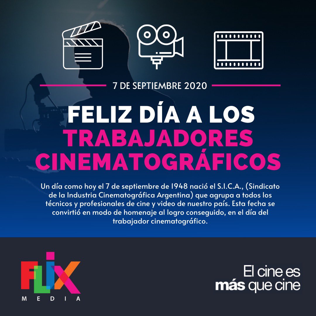 FlixMediaAr's tweet photo. Saludamos a todos los trabajadores y trabajadoras que aportan su esfuerzo y compromiso en esta gran industria del entretenimiento. Además, nuestro total apoyo a los talentosos profesionales de la industria audiovisual argentina que hoy están limitados para trabajar https://t.co/yw8j5dtZ5b