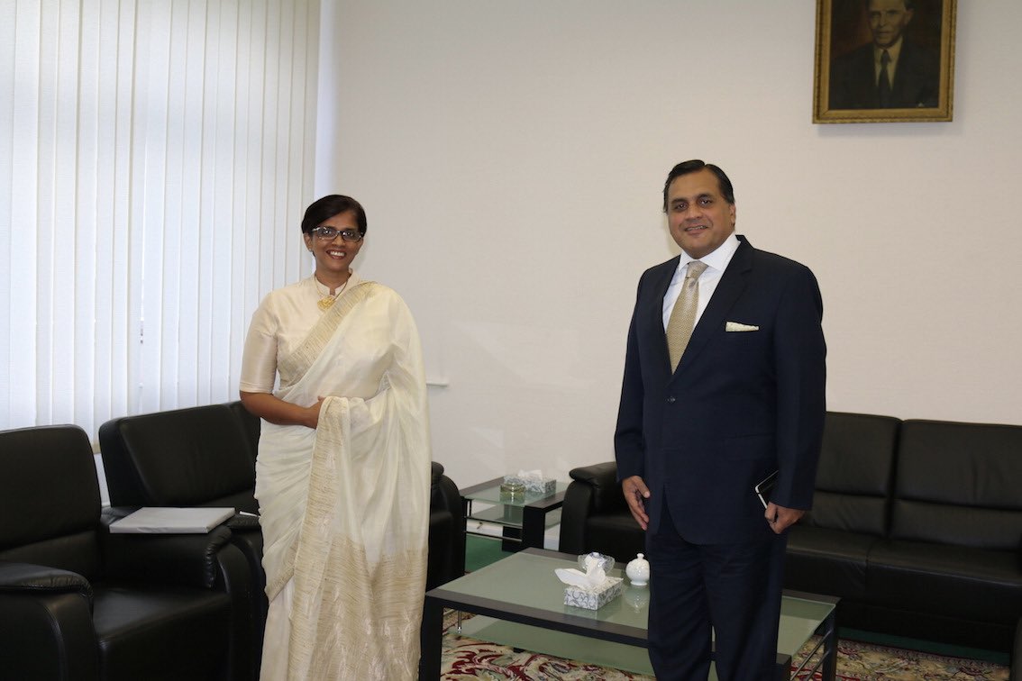 DrMFaisal's tweet photo. Met ⁦@ManoriUnambuwe⁩ ambassador of #Srilanka in the Embassy.  #pakistan #SriLanka ties discussed. #SAARC also came up. We will try to hold some joint activities soon. https://t.co/TQSlKIgAov