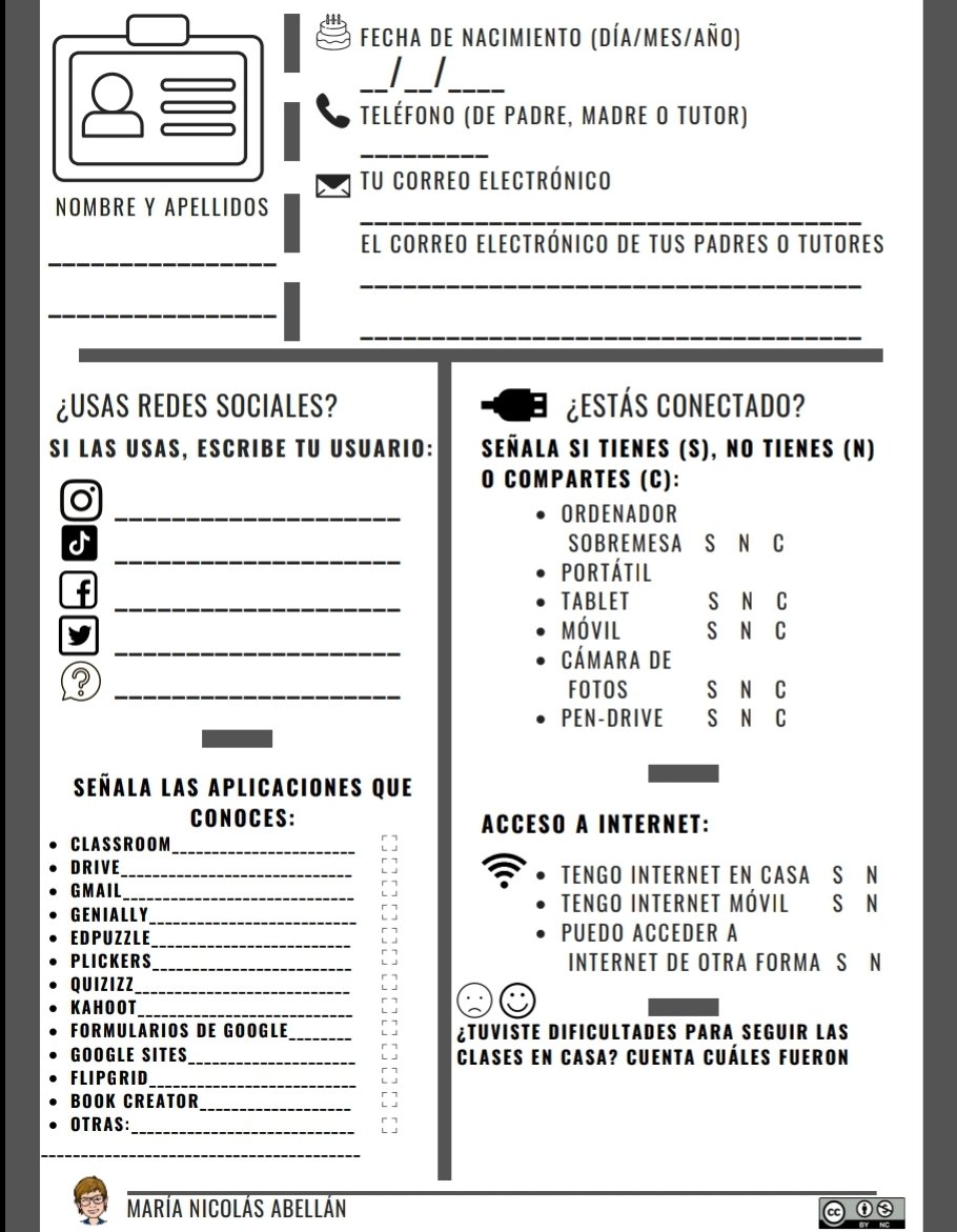 marianiabe's tweet photo. Por lo que pueda venir 🤦‍♀️ he hecho una ficha de recogida de datos que pueden ser de gran ayuda en caso de que los alumnos estén en casa, intentando cubrir datos de contacto y conocer resumidamente sus diferentes circunstancias. Por si a alguien le inspira 😀 #claustrovirtual https://t.co/2Nq9ygd94z