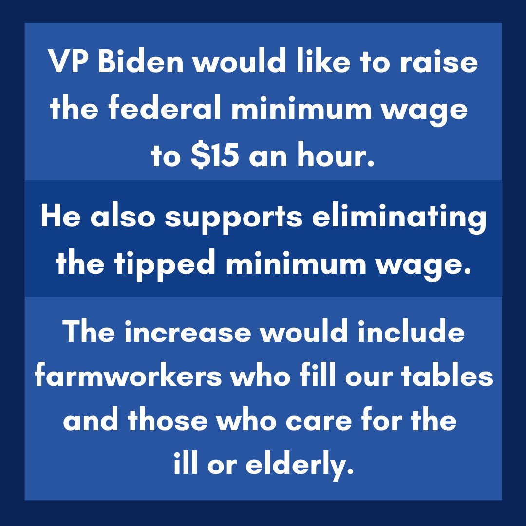 BidenStudentsOH's tweet photo. 1. For #LaborDay we wanted to highlight Biden’s plan for the minimum wage. The minimum wage should be a liveable wage, and right now it’s not. As president, Joe Biden will change that. https://t.co/Fdz4WjPc2b