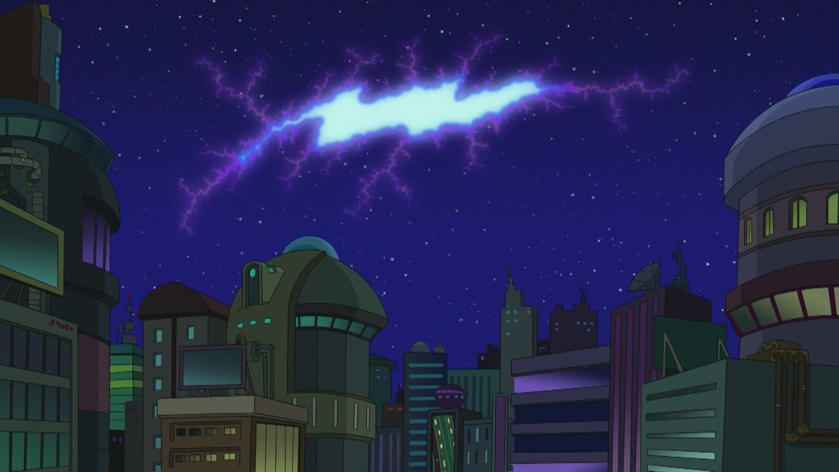 The Futurama movie also seems to predict the plasma apocalypse. Once again, there is a rip in the sky acting as an interdimensional gateway. After the main characters go on an expedition to investigate it, they learn the laws of electromagnetism change when you get near it.