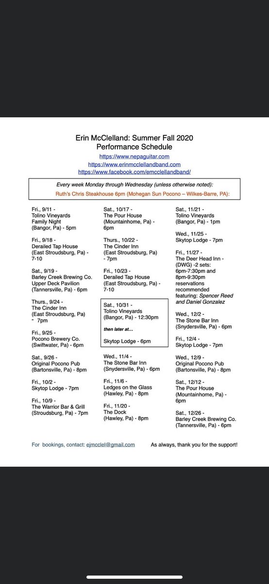 McClellandMusic's tweet photo. 2020 Schedule! https://t.co/y2KxE1HeKI