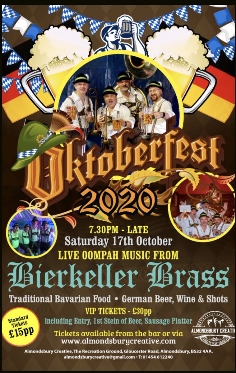 BierkellerB's tweet photo. There may be no #Oktoberfest in Munich this year but there’s plenty of oompah fun available in the UK - stick this one in your diaries! @AlmondsburyCre1 https://t.co/Dolp0LVMOu