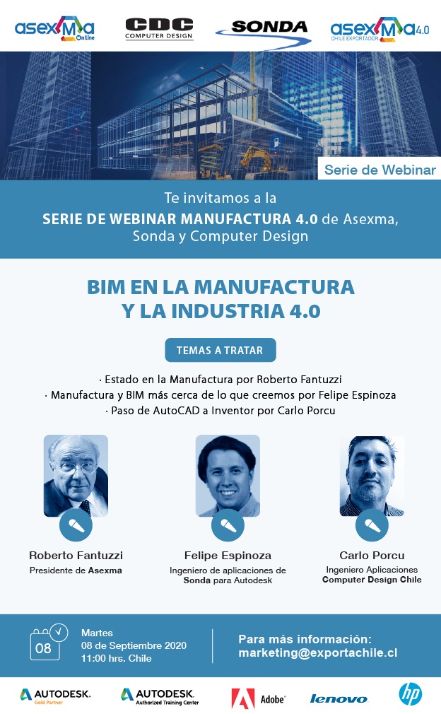 #Manufactura, #Bim y #Autodesk! El trío perfecto en este increíble #webinar que tendremos mañana 08/09 a las 11am entre #Asexma, #CDC y #Sonda.
No te lo pierdas!
Inscribete: forms.gle/e4ZWQ9C7TGHUBv…
ACTIVIDAD GRATUITA