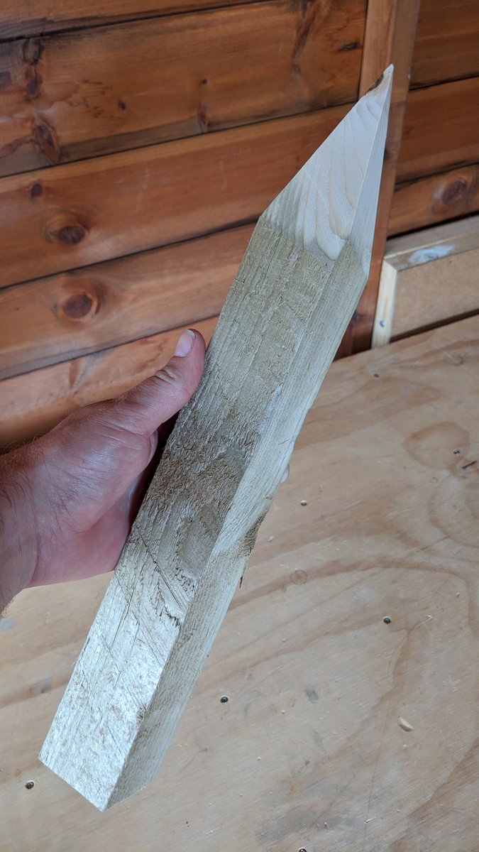 OurLittleGuide's tweet photo. Wooden stakes for slaying vampires? Check! Ah. Sorry. Scrub that. Wooden stakes to help edge a gravel path. https://t.co/eMS2qQPyrX