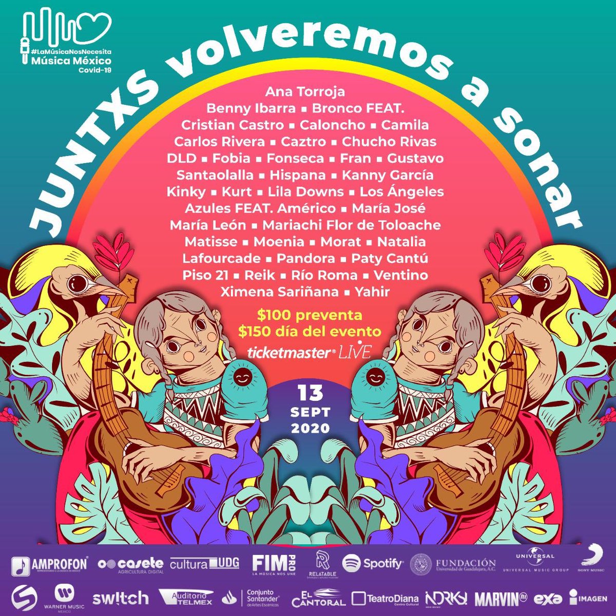 yahirmusic's tweet photo. #LaMúsicaNosNecesita este 13 de septiembre únete al programa especial con artistas increíbles que nos harán vibrar juntos. Todo el dinero recaudado será destinado para el Fondo MúsicaMéxico. Juntxs Volveremos a Sonar 🎶

Dona y participa 🎟: https://t.co/SRRx98M9J8 https://t.co/ycBr0ijAWJ