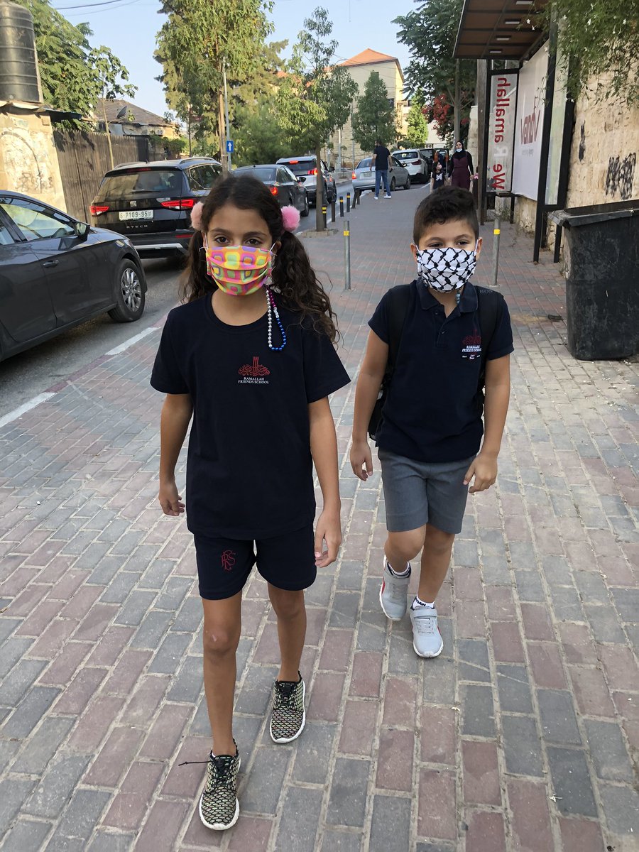 DalalIRIQAT's tweet photo. First day of #school in #Palestine under new #COVID19 measures #education is our way out @FriendsRamallah A successful safe first day back to school at #RFS wonderful students were able to begin the year with their eager teachers either on campus or online via distance learning. https://t.co/CnCn1NAO3X