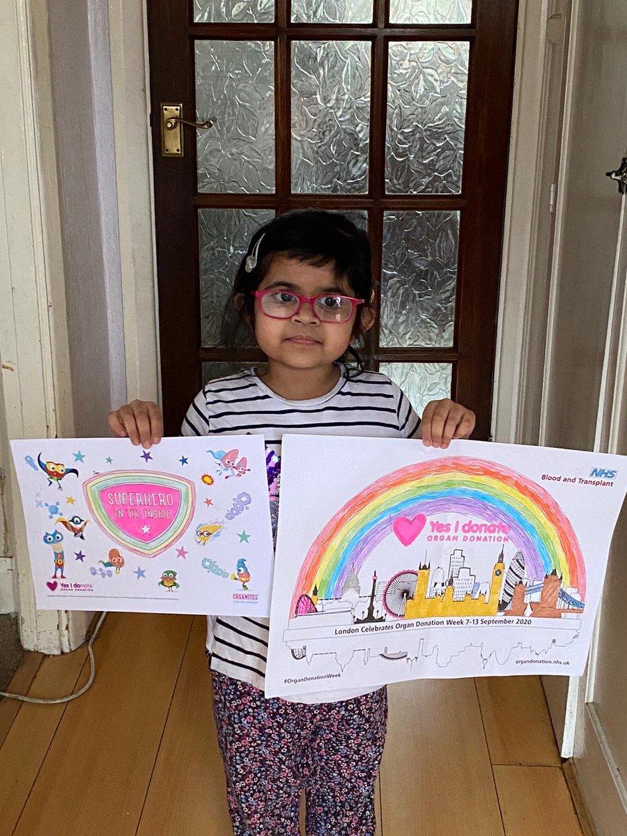 LisaWil17225435's tweet photo. Tom said yes to OD & Gift of Life. Now four years on Fatima is showing me (Tom’s Mum) her colouring for OD week 2020. Adorable! @StephLunch @LLTGL #OrganDonationWeek #SuperheroInside @WTGF_Games @DonorFamilyNetw https://t.co/2vZmIlPaPj