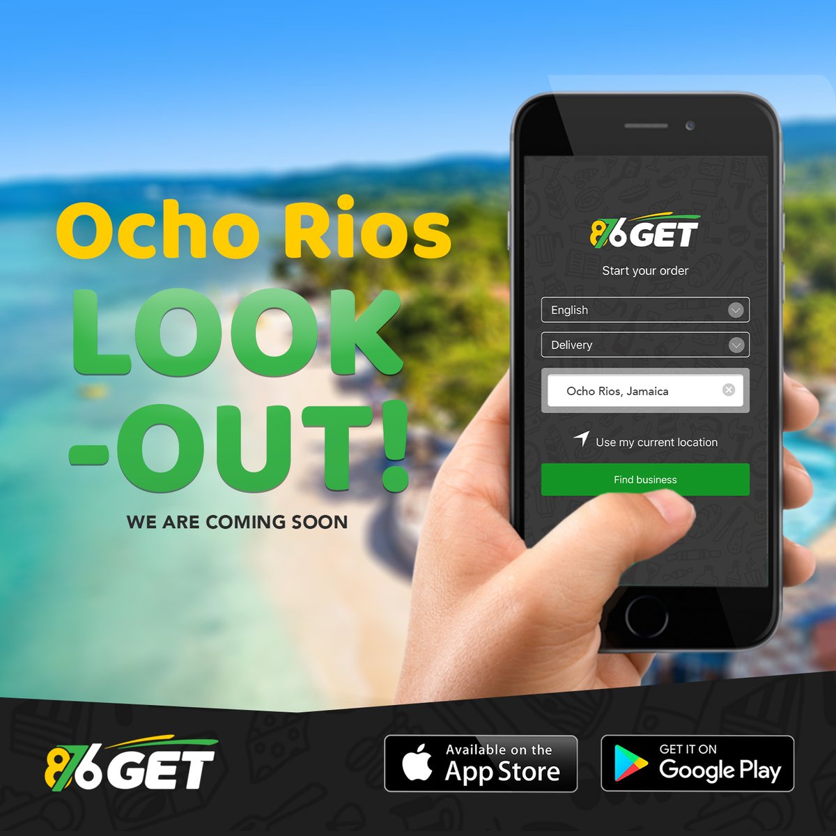 876Get's tweet image. Ocho Rios, 876Get is coming to offer you easy online ordering and quick delivery.

*Businesses*  We are ready to get you setup on the 876Get app.
*Delivery companies and drivers* Sign up to be a part of our growing network. 

#876get  #getfood  #getthings #getdelivery