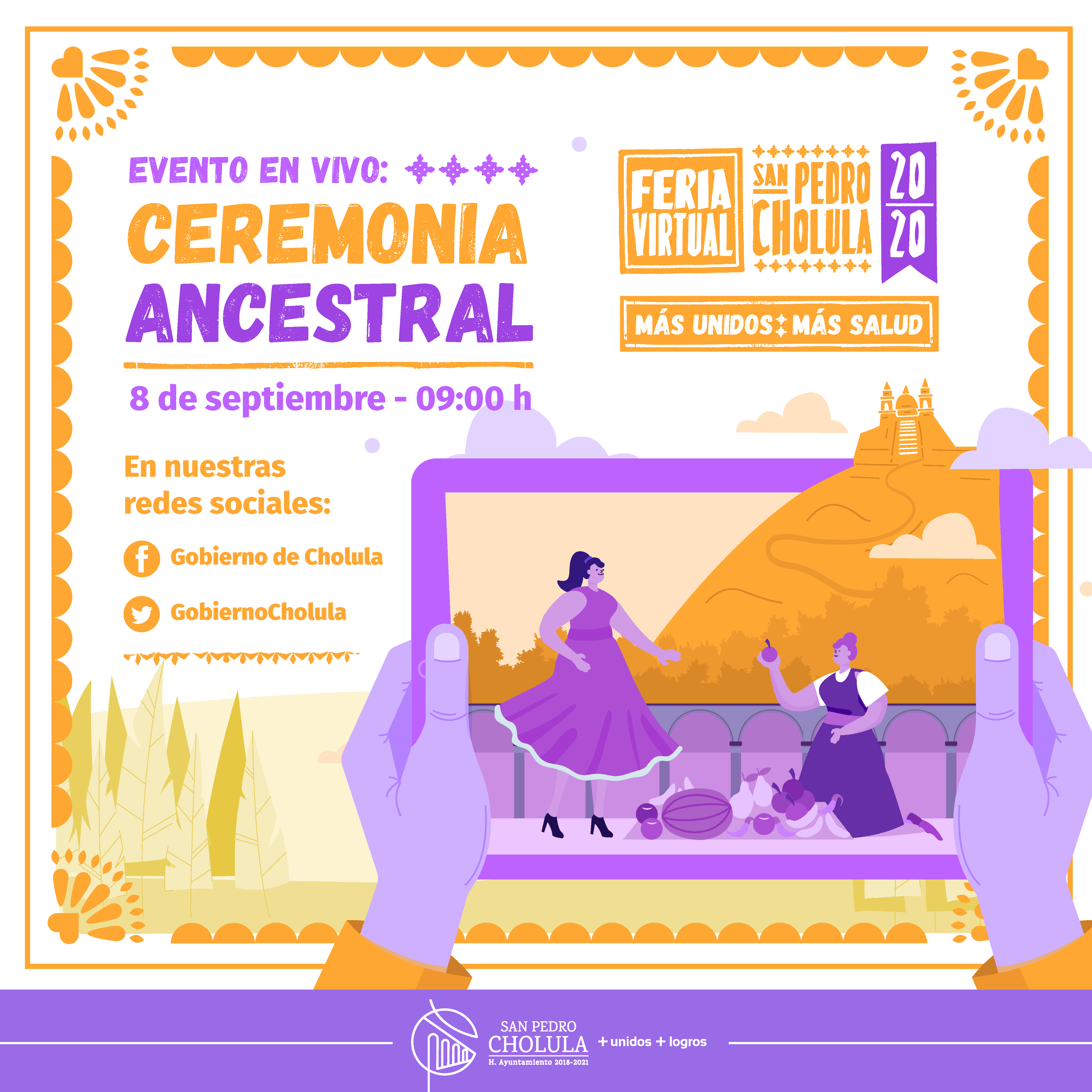 Gobierno de Cholula on Twitter: "Conéctate a la transmisión #EnVivo de la  ceremonia ancestral que se realizará este 8 de septiembre a las 9:00 horas  a través de nuestra página de facebook.