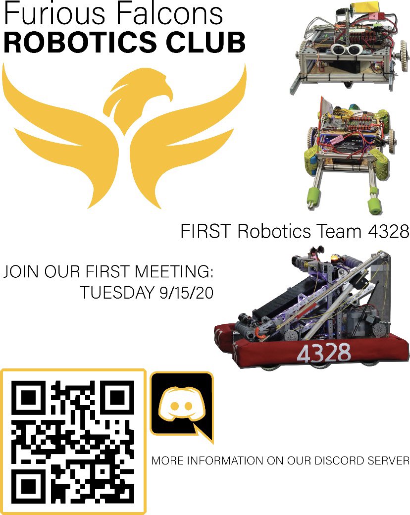 first robotics meeting of the year is on tuesday september 15th! Join the discord with the QR code.