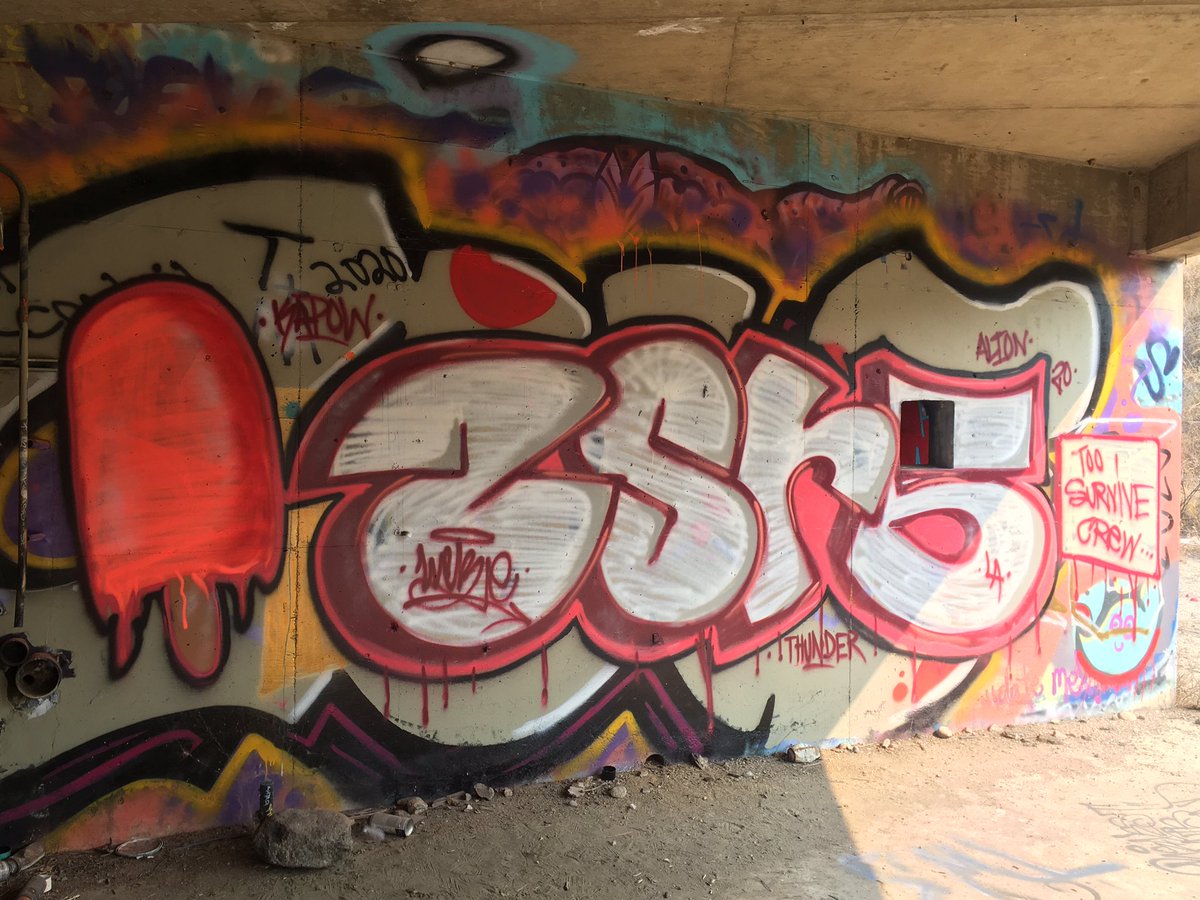 LuckeOne1's tweet photo. “Still working, quickie on Labor Day #graffiti #2sr5 #luckeone #lagraffiti #socal #luckeone #sb #crew #toosurvive #working #icecream #melting #toohot #2020 #nativeland #2sur5 #onfire #la #spraypaint #mtn94 #rustoleum #sky https://t.co/ZpIhzA4CgH