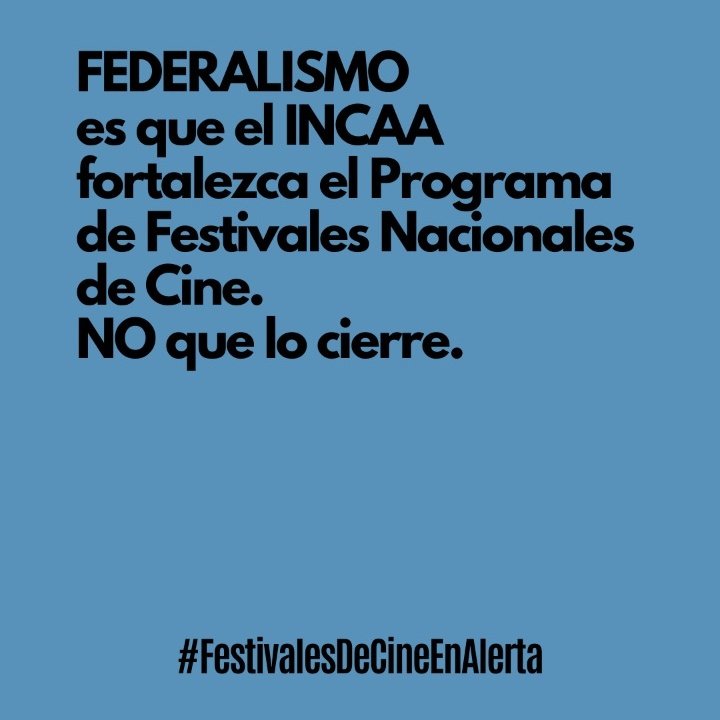 🎬#FEDERALISMO es que el INCAA <a href="/incaa_argentina/">INCAA</a> fortalezca el Programa de Festivales Nacionales de Cine.
NO que lo cierre.

#LatinArab en alerta en <a href="/RedRafma/">RAFMA</a> 
#FestivalesDeCineEnAlerta 
#diversidad