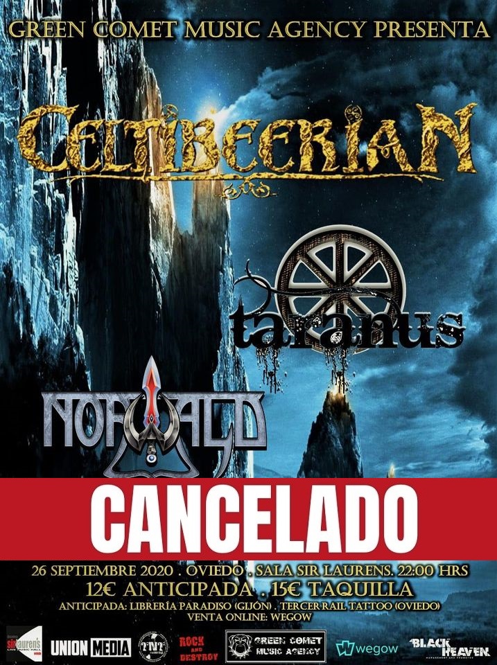 HMetalBrigade's tweet photo. Otro concierto suspendido en #Asturias. Muchos ánimos y fuerzas para @Celtibeerian @TaranusOficial #Norwald  Green Comet Music Agency y Sala Sir Laurens. https://t.co/2KdrnKjQCf