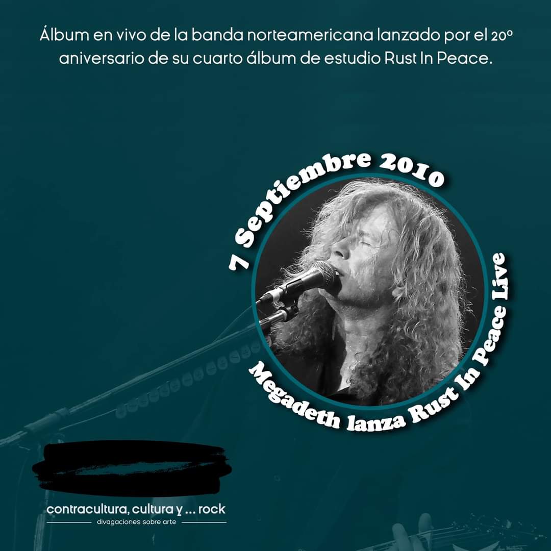 MezcalRocks's tweet photo. Un día como hoy pero de 2010 Megadeth lanza Rust In Peace Live celebrando 20 años del lanzamiento del disco original

#undíacomohoy #contracultura #cultura #rock #divagacionessobrearte #septiembre https://t.co/w2p8oM1UsF