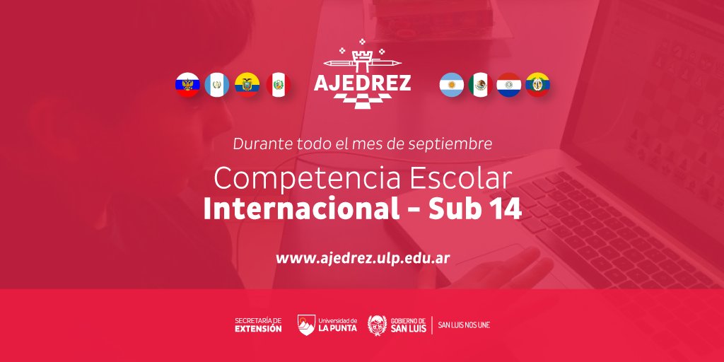 ULPSanLuis's tweet photo. Ocho países le dan brillo al Torneo Internacional de Ajedrez escolar Sub 14
♟ Lo organiza el programa Ajedrez de la Universidad de La Punta y participan más de 500 jóvenes.
Más Info ➡️ https://t.co/U0XgrdgBf5
#AjedrezDigital
#BatallaPorEquipos
#CompetenciaEscolar
@UlpAjedrez https://t.co/pIbO0xPIq7