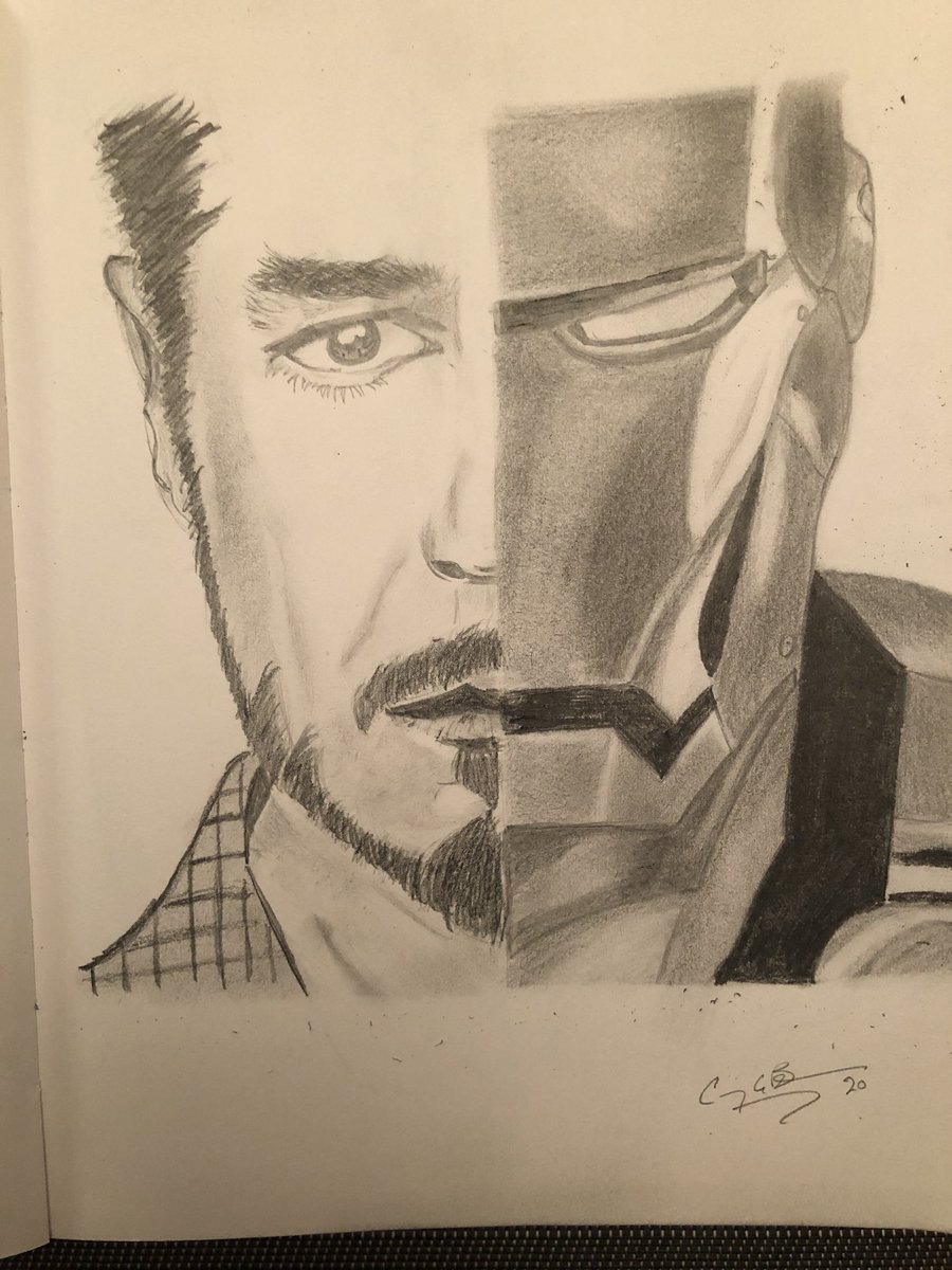 craigleblanc82's tweet photo. #selfisolation2020 #TonyStark #Ironman sketch. What do you think @RobertDowneyJr @Marvel @MarvelStudios https://t.co/RQ09pXGWe6