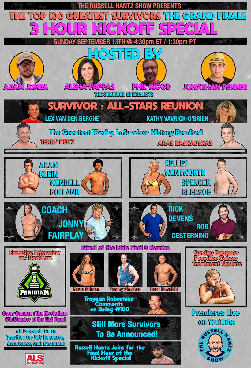 Tune in THIS SUNDAY for the <a href="/ThisisTRHS/">The Russell Hantz Show</a> Top 100 #Survivor finale episode!

Check out the lineup below at 4:30p ET Sunday!