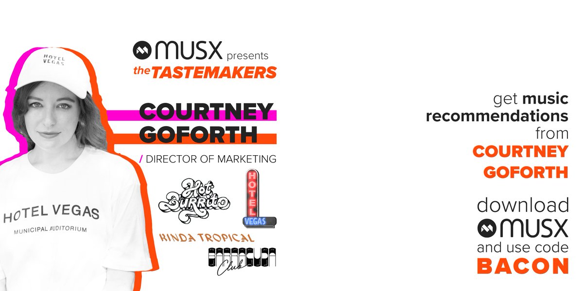 musxapp's tweet photo. .@CourtneyGoforth has booked 200+ artists for @HotelVegasATX, @HeardPresents &amp; @Do512. Plus she’s interviewed 100+ for her Q&amp;A series @strangeinquiry!
 
Now Courtney is on musx to help you discover the latest sad grrl rock, indie &amp; pop artists before they blow up. https://t.co/Hb0ATMIxP7