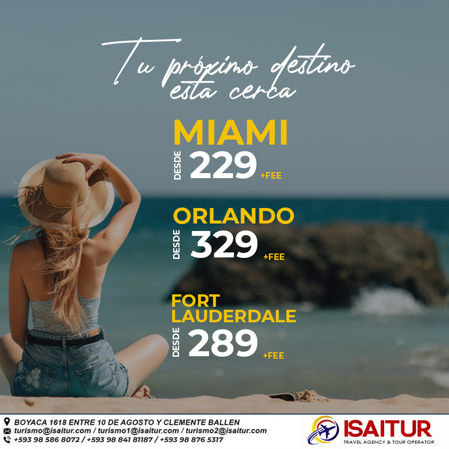 TurismoIsaitur's tweet photo. Aprovecha los increíbles precios para disfrutar de sol, playa y arena😎
Consulta tu próximo viaje con nosotros.😍🎉
Viaja, vive y disfruta #IsaiturTeLleva🤩✈️
#Vacaciones #Viajandoporelmundo #TarifasBajas #Turismo #Ecuador #promociones #pagoencuotas #Vuelos #destinos #viajeseguro https://t.co/TtV9yLquNw