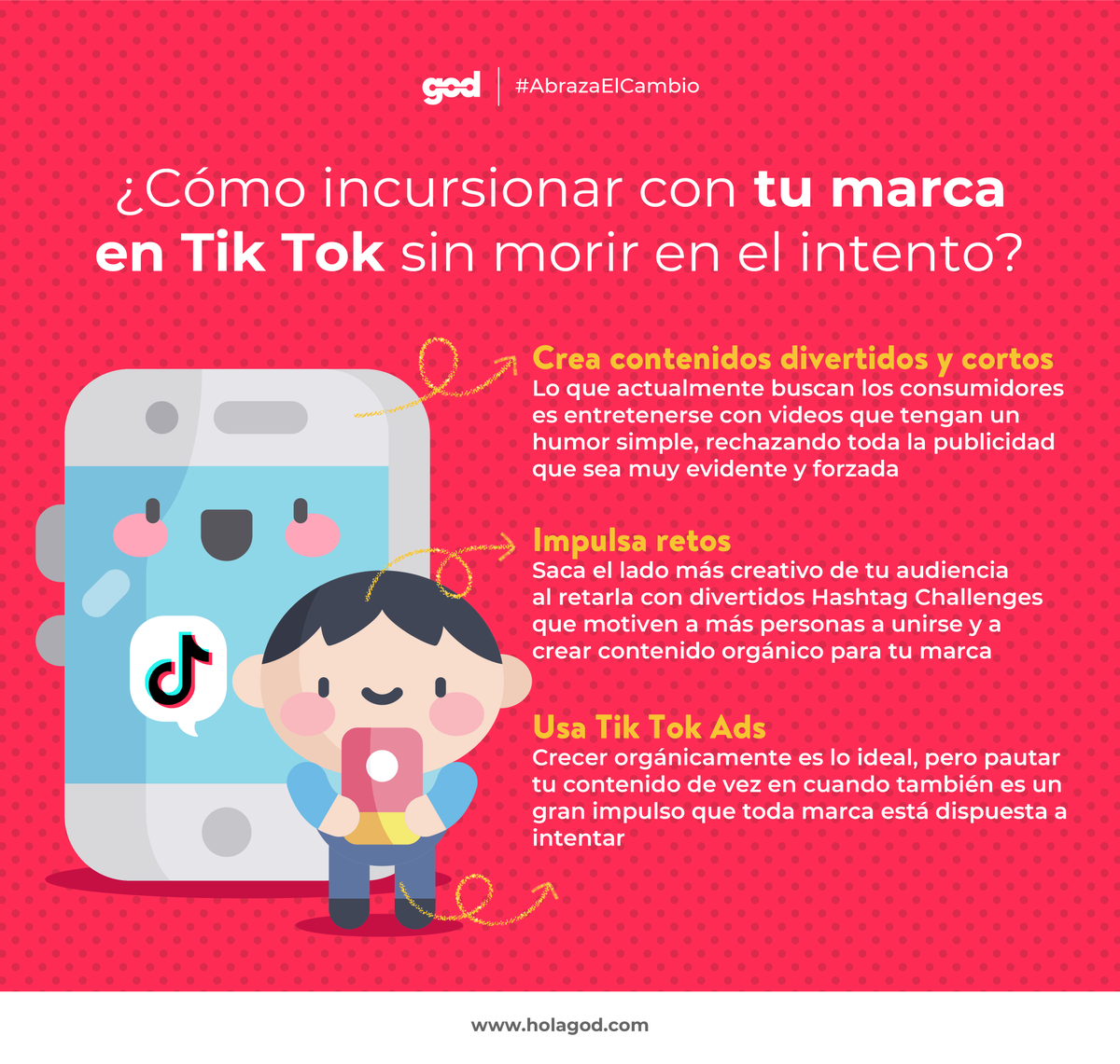 GODisruptive's tweet photo. Ha sido tanta la aceptación de la red social #TikTok que se han incluido soluciones publicitarias para que las marcas puedan impactar a su target en la app. 📱 Te dejamos algunas estrategias para incursionar en ésta y si quieres saber más da clic en: https://t.co/vPMTFcsgT4 👀 https://t.co/fK4F2YOPk0