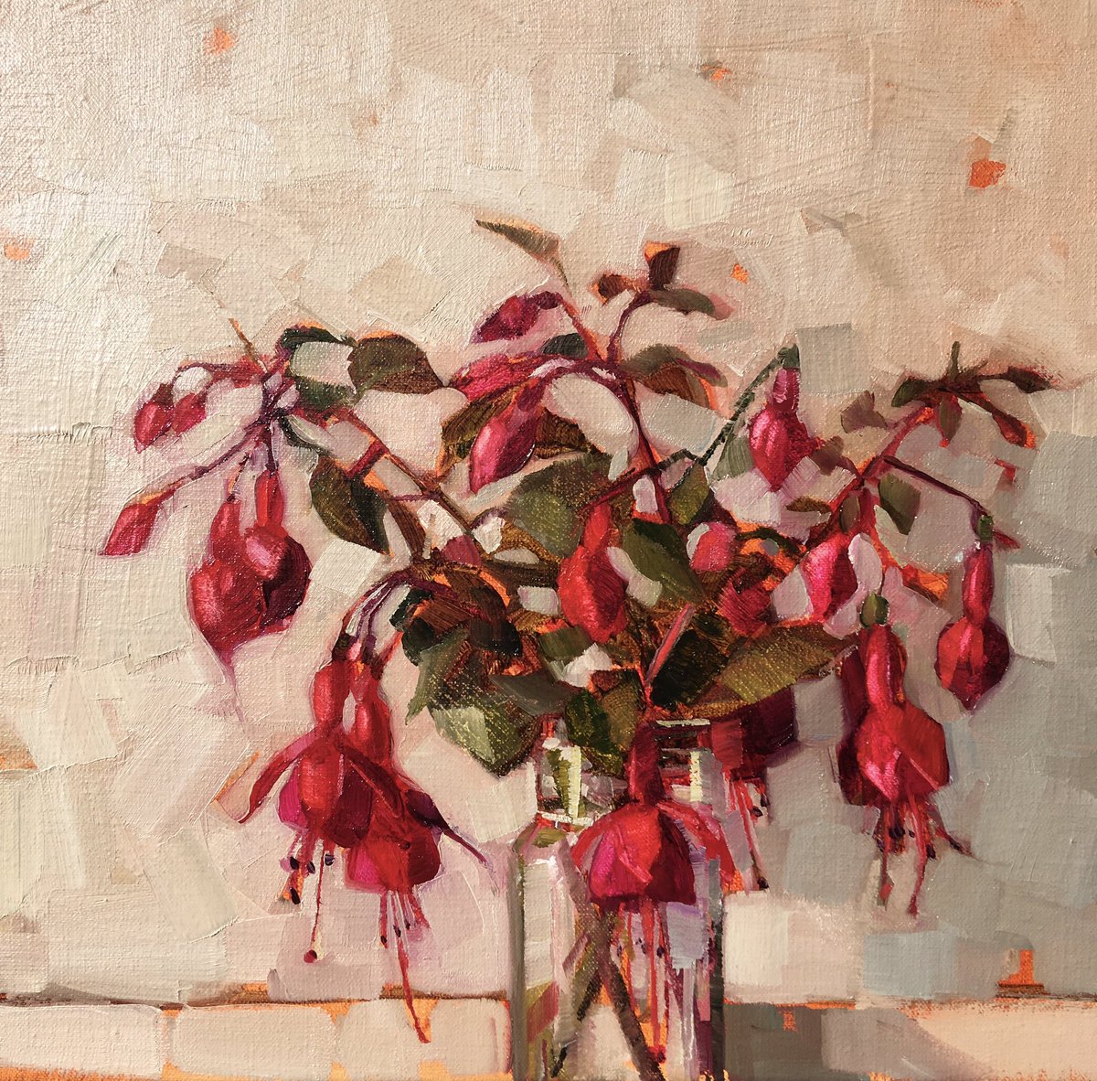 I’m painting fuschias today...#fushia #red #pink #flowers #flower #flowerpainting #stilllife #stilllifepainting