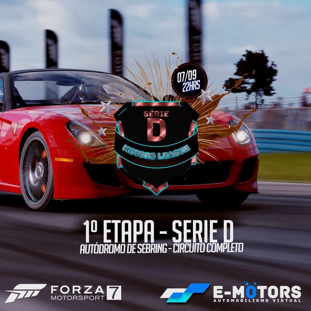 emotorsleague's tweet photo. É hoje pessoal! Primeira etapa das Série A e D. 

Diretamente do canal E-MOTORS: 

https://t.co/vJTyXCKrY7

#WeAreEmotors #Emotors #EmotorsLeague https://t.co/bn1VZ2F5R5