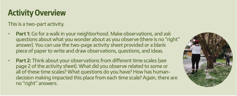 LearnInPlaces's tweet photo. LE1.C TAKING A SOCIO-ECOLOGICAL HISTORIES OF PLACES WALK invites families to examine how a place has changed over multiple time scales, and how human decision-making has and will shape more recent landscape-level changes for species and kinds. https://t.co/0LB3dYMDxB https://t.co/HftoT4KB0H