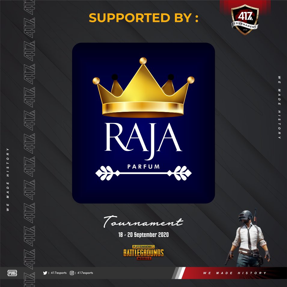 417 TOURNAMENT - PUBG MOBILE (OFFLINE)
PRIZEPOOL : Rp. 5.000.000
- Detail Tournament
 • Battle day : ( Offline )
   18 - 20 September 2020
Untuk Info Lebih Langsung Hubungi
CP :  082340803837 ( Febry )
          08981016784 ( Ariel )

WE MADE HISTORY

#pubgmobile #pubgindonesia