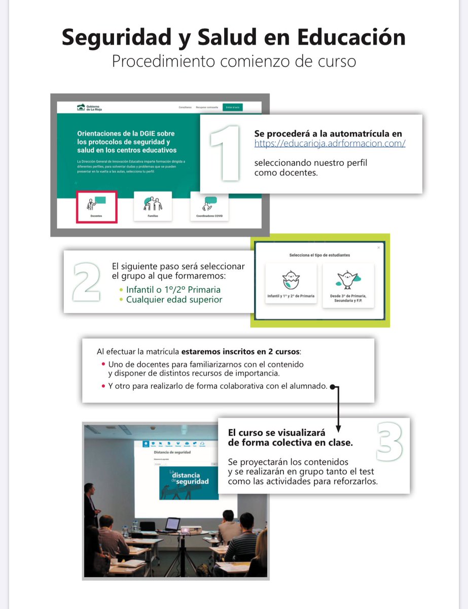Docentes , familias y alumnos tienen su curso de formación.
No olvides que lo puedes encontrar en la web de tu Centro Educativo #COVIDー19 
larioja.org/educacion/es/n…