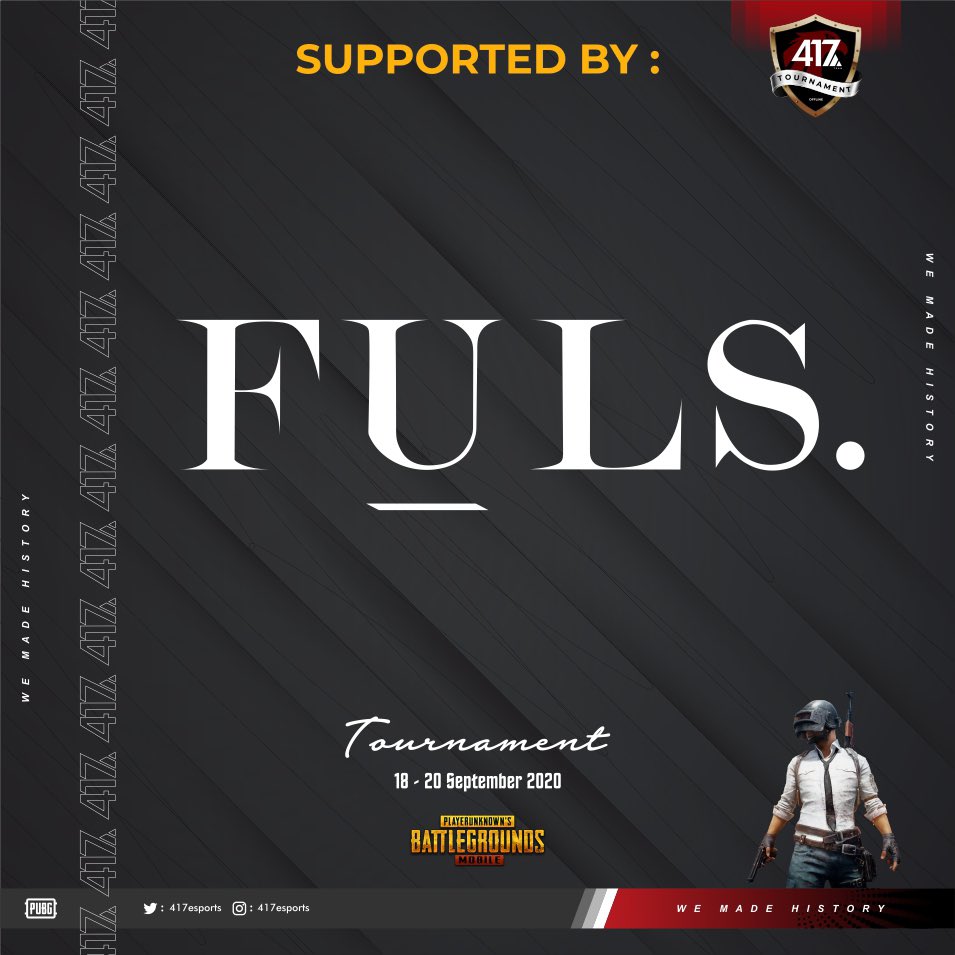 417 TOURNAMENT - PUBG MOBILE (OFFLINE)
PRIZEPOOL : Rp. 5.000.000
- Detail Tournament
 • Battle day : ( Offline )
   18 - 20 September 2020
Untuk Info Lebih Langsung Hubungi
CP :  082340803837 ( Febry )
          08981016784 ( Ariel )

WE MADE HISTORY

#pubgmobile #pubgindonesia