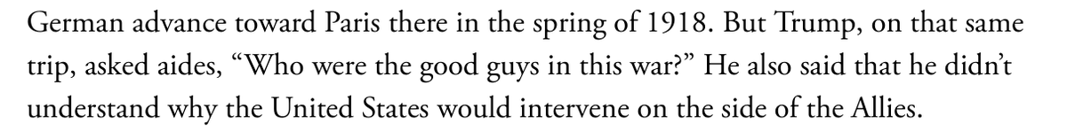 Let's pretend the propagandists are right & Trump didn't go to Aisne-Marne because of dangerous weather. Ok, the first 2 pargaphs of the Atlantic story are now cut. (Not because theyre not true, because lets rob them of their talking points.) What remains? Let's begin../1