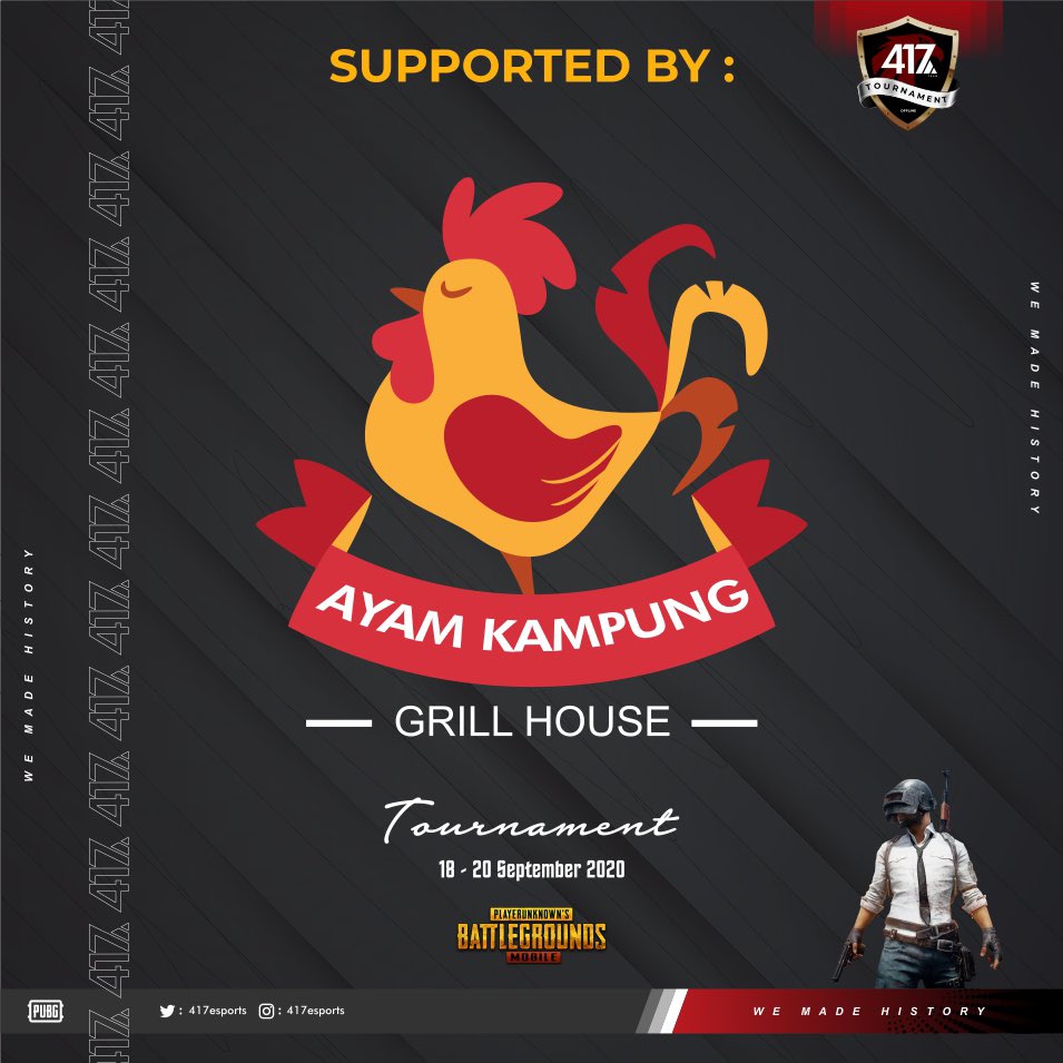 417 TOURNAMENT - PUBG MOBILE (OFFLINE)
PRIZEPOOL : Rp. 5.000.000
- Detail Tournament
 • Battle day : ( Offline )
   18 - 20 September 2020
Untuk Info Lebih Langsung Hubungi
CP :  082340803837 ( Febry )
          08981016784 ( Ariel )

WE MADE HISTORY

#pubgmobile #pubgindonesia