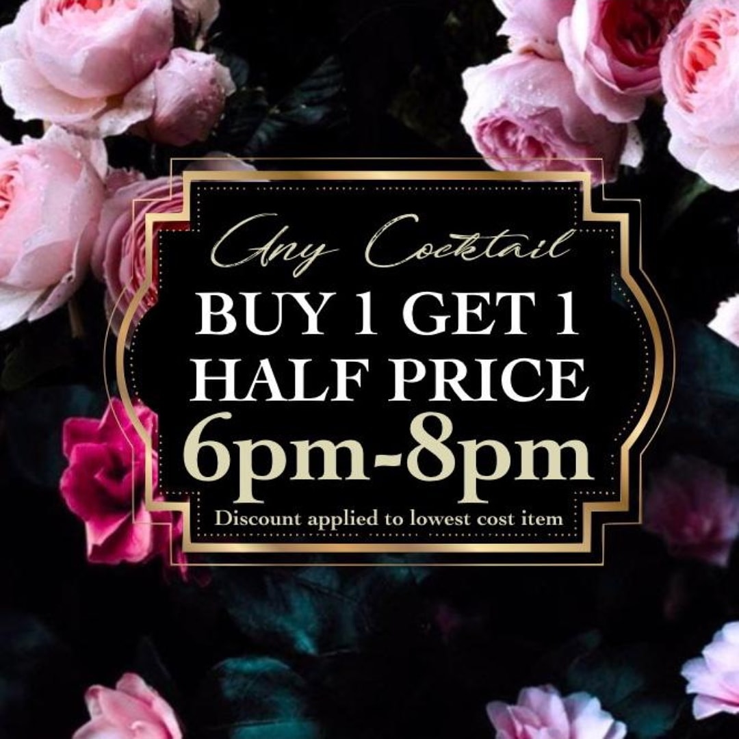 Oh my goodness cocktailheads we've gone absolutely mental and decided to bring you this!!! Absolutely anything on the menu buy one get the cheapest one half off!  Crazy stuff!  we'll see you there!