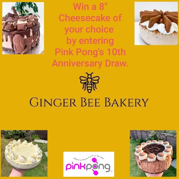 This yummy prize will be drawn on Friday 11th September for #PinkPong10 Celebrations!!
Raise or donate £10 to be in with 3 chances of winning.....
All donations to paypal.me/PinkPongUK the beneficiaries being CRUK (50%), BHF (25%) &amp; Alzheimer's Society (25%). 💜❤💙
