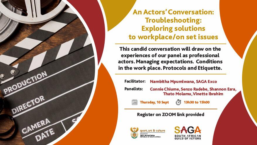 NAMBITHA's tweet photo. An Actors Conversation:
Join this candid conversation to assist actors with tricky workplace situations. 10 September 2020 Time: 13h30 - 15h00 Link to register: https://t.co/PVZWr5hVAG #IamActorSA #Actorvism
@NAMBITHA @ShannonEsra @ThatoMolamu @connie_chiume
@senzo__radebe https://t.co/AVVEXKsDef