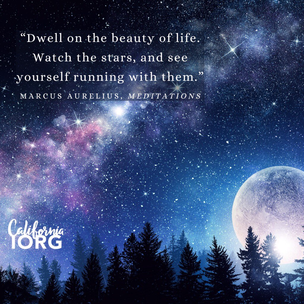 CARainbowGirls's tweet photo. Remember to take time to reflect upon what is possible and beautiful. Marcus Aurelius said in Meditations, “Dwell on the beauty of life. Watch the stars, and see yourself running with them.” #MotivationalMonday #CAIORG #AncientWisdom #Leadership #Service #Sisterhood #WhyIRainbow https://t.co/qksocyPG9p