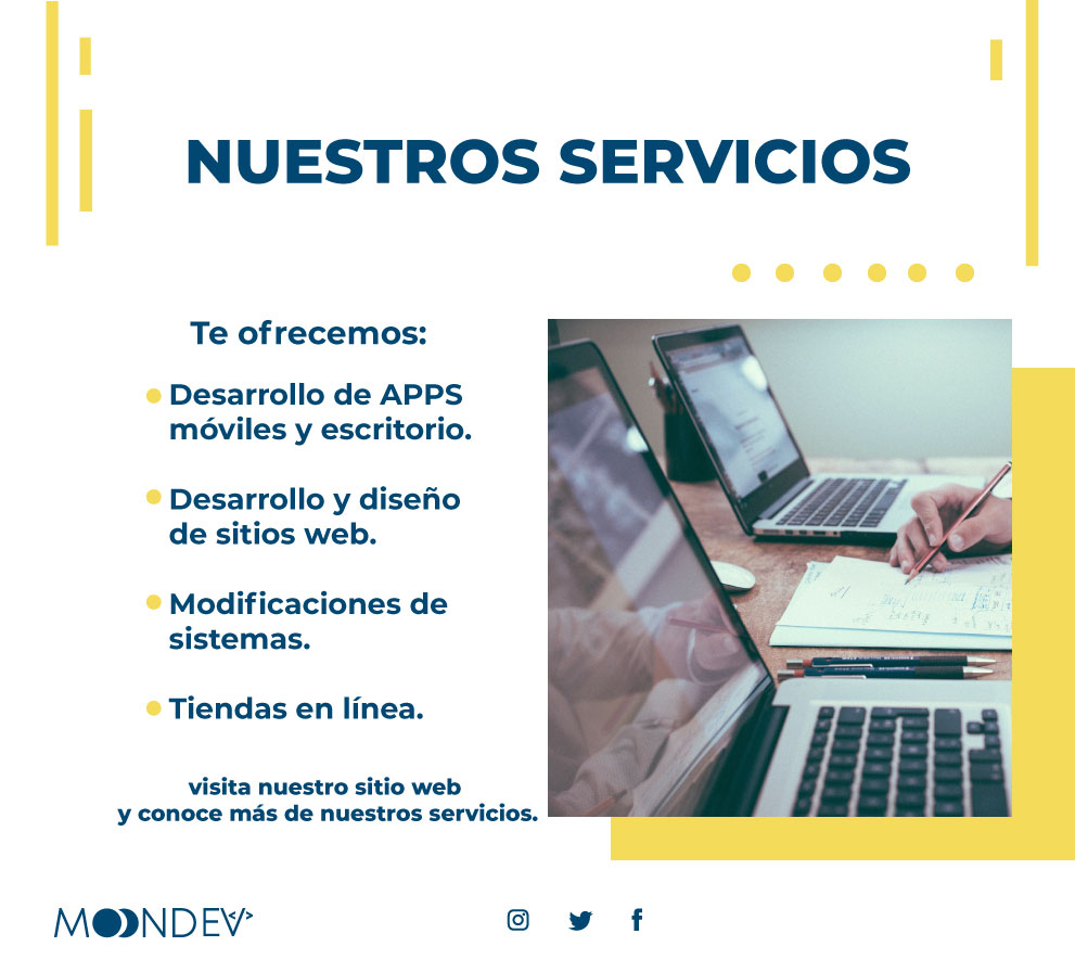MoonDevsv's tweet photo. En Moondev nos interesamos por ver crecer tu negocio 😃🙌
Moderniza tu empresa y aumenta tus ventas con nosotros🌐💻😉

#MoonDev #software #internet #world #developer #development #design #web https://t.co/JjhUX9jYcD
