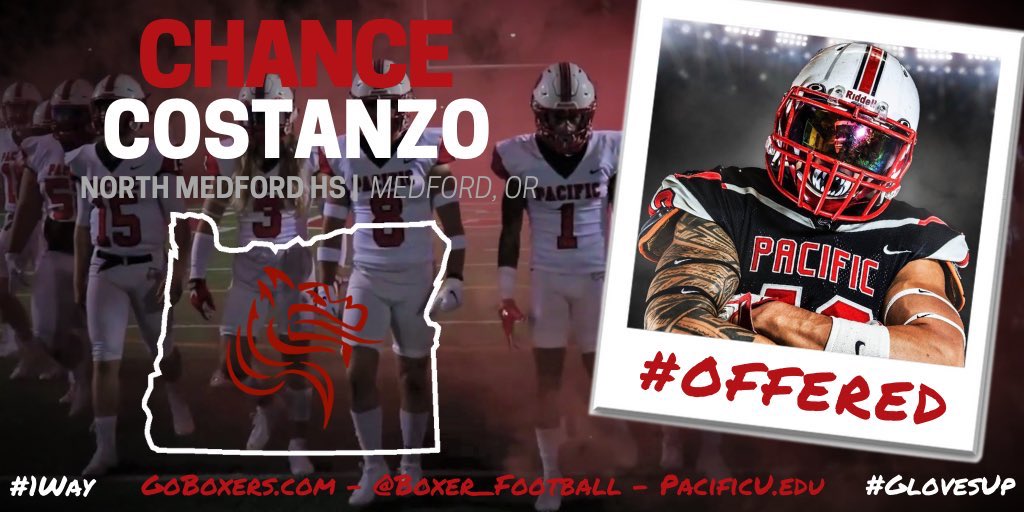 So excited and stoked to receive my very first college offer!! Huge thank you to <a href="/CoachPatterson_/">Coach Bruce Patterson</a> 💪🏼 This makes me even more motivated to go out and work for the game I love! <a href="/CoachFalc/">Ian Falconer</a> <a href="/Boxer_Football/">Pacific Football</a> <a href="/northmedfordbtp/">North Medford</a>  <a href="/mvp7on7/">MVP Elite Football</a> <a href="/JordanJ_/">Jordan Johnson</a> <a href="/BrandonHuffman/">Brandon Huffman</a> <a href="/247recruiting/">247Sports Recruiting</a>