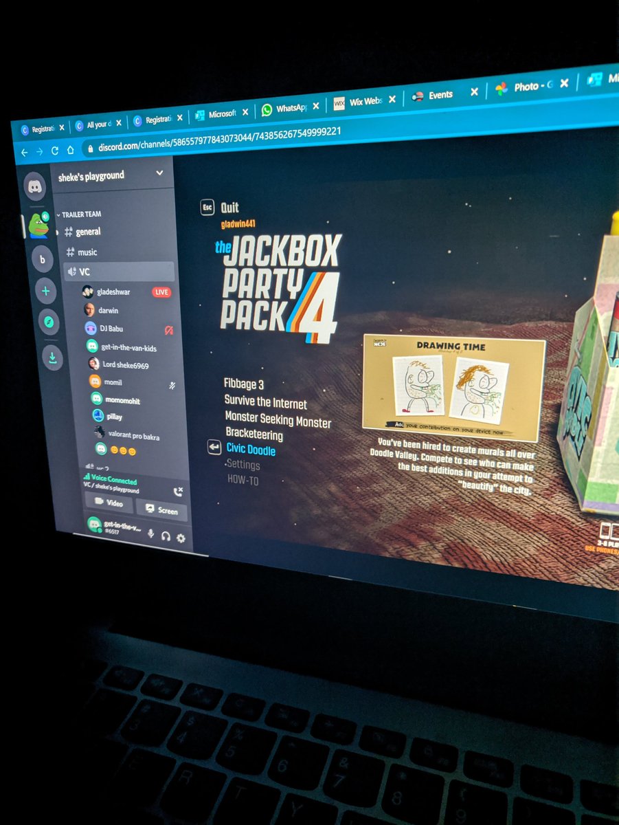 Jackbox with the boys and talking to noone