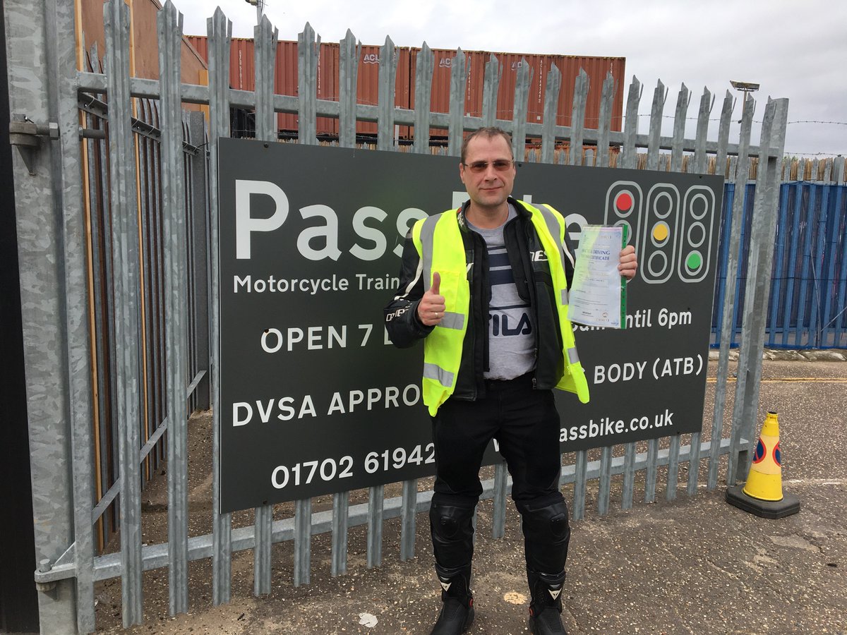 PassBike's tweet photo. Belated Congratulations to Marek, Paul and Simon on Passing Module 2 last week! Well done to Steve, Tony, Wendy, Harry, Jack and Andy on Passing Module 1! #passedwithpassbike #newbikers #basildondtc #ipswichdtc #erithdtc #gillinghamdtc https://t.co/yBwK8VxjWw