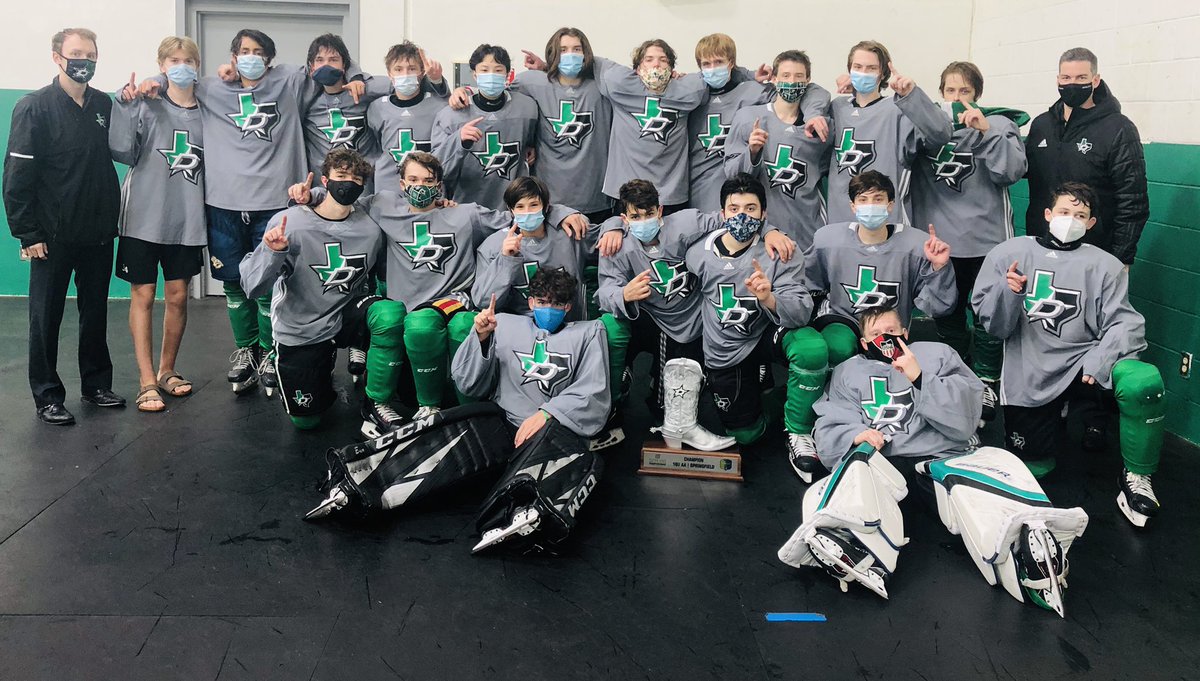 DSEHC15O's tweet photo. Congratulation to @DSEHC 15O the CHAMPS of the 16UAA Division of the @starstourneystx Texas Shootout with a score of 2-1 over @TTigersHockey 16UAA!  Next up...Omaha USHL Showcase! 💚🖤 #COVIDchampionship #goelite https://t.co/FXHK5ayZ9Q