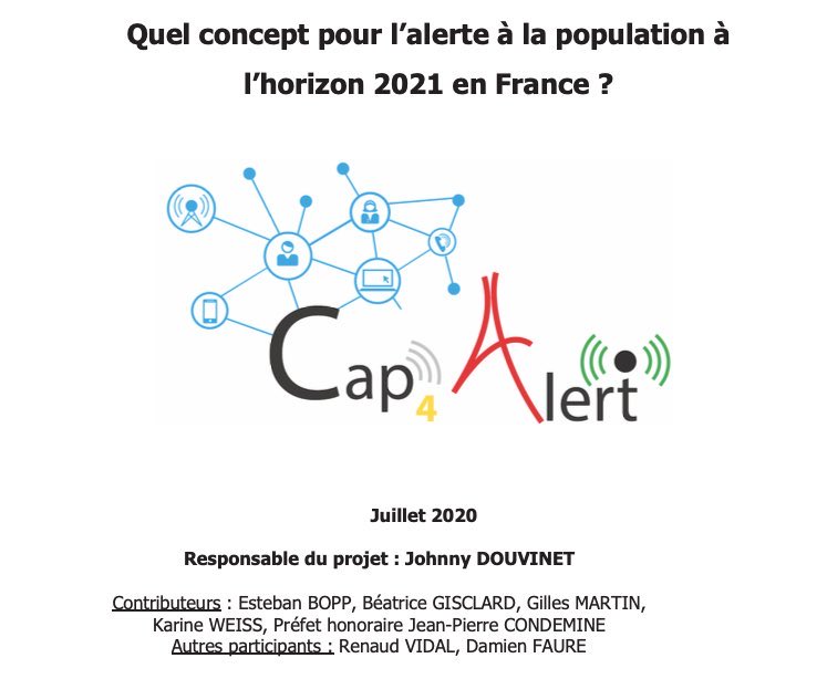 A la demande du <a href="/Interieur_Gouv/">Ministère de l'Intérieur</a> et du <a href="/allchemi/">CHEMI devenu IHEMI</a> , avec @UnivAvignon <a href="/unimesfr/">Nîmes Université</a> et <a href="/ATRISC/">ATRISC</a> nous avons remis notre rapport « Quel concept pour l’alerte à la population à l’horizon 2021 en France? »
dropbox.com/s/0f5kjur9gyal…
#Alerte #SAIP #cellbroadcast