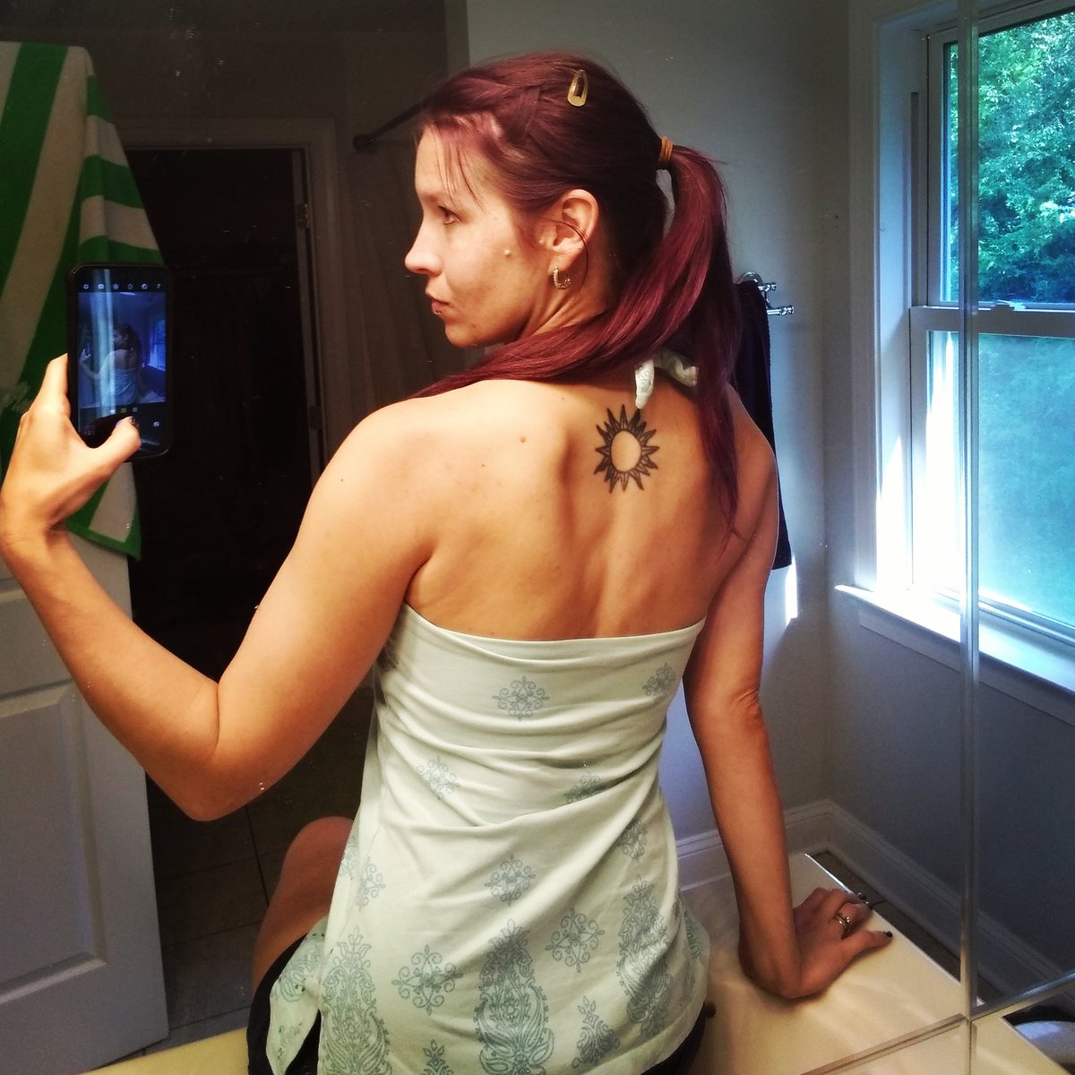 Here's hoping that being a #weirdo #nerd among #meangirls in middle school will even somewhat prepare me for raising a #preteen and then #teen girl 
#purplehairdontcare #gotinked 15 years ago #shesonlyeight #sendhelp #middleschoolsucked #finallyembracingme #sassfordays #tattoo