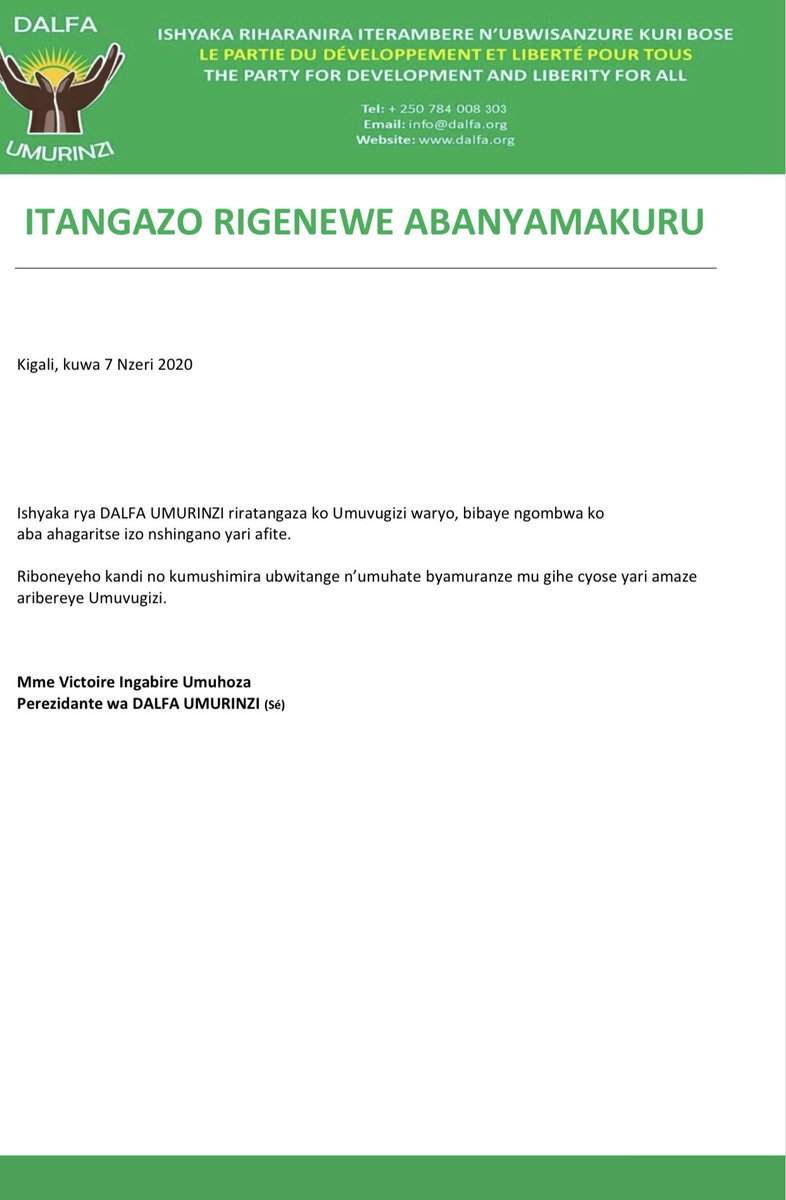 Victoire Ingabire Umuhoza (@victoireumuhoza) on Twitter photo 