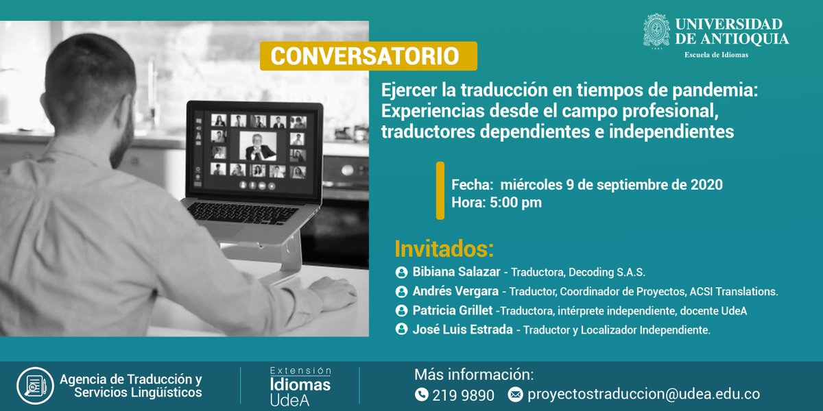 DecodingTSL's tweet image. Este miércoles a las 5 p.m de Colombia, nuestra gestora de proyectos y traductora, Bibiana Salazar, participará en este conversatorio organizado por el Centro de Extensión Idiomas UdeA (@escuela_idiomas @UdeA). ¡Los esperamos! linkedin.com/events/ejercer…