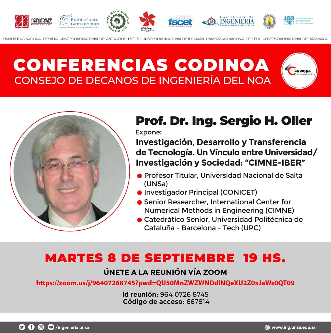 CienciaTecSalta's tweet photo. 📢Agendá

➡️Mañana martes a las 19 no te pierdas la exposición que el prestigioso Sergio Oller brindará a través de la plataforma Zoom, en el marco de Conferencias organizadas por el Consejo de Decanos de Ingeniería del Noa📝📝

💡Id y código de acceso en infografía! https://t.co/5825BYn99e