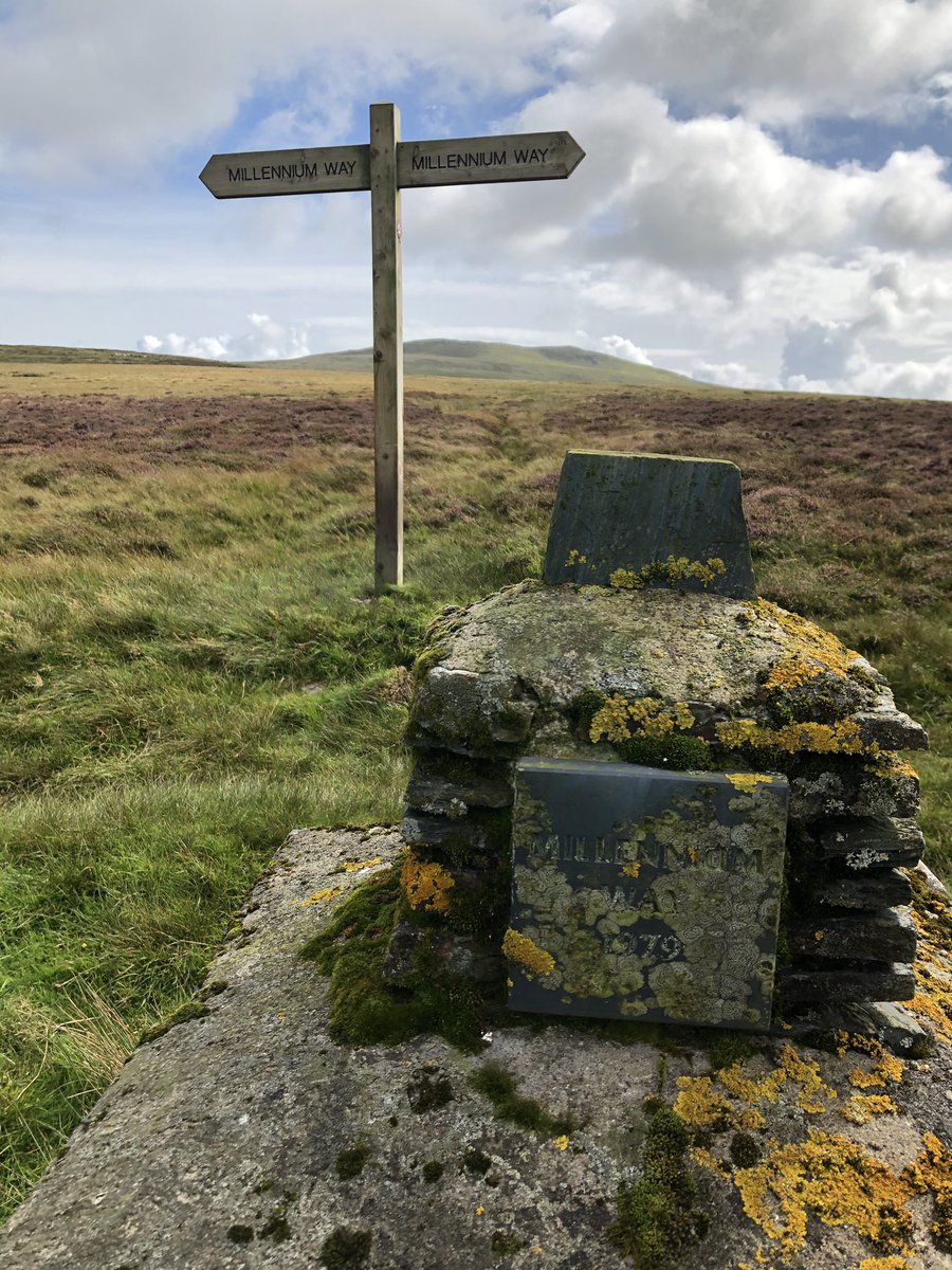 ManxShepherdess's tweet photo. #MilleniumWay (cheats version!) I only did 8 miles of 26. I like the challenge and the isolation of the hills so skipped the flatter/ road sections. Didn’t see a soul. The plaque and I are the same age; I’d say we’ve both weathered badly after some hard winters! #isleofman 2/5 https://t.co/AdQHf8e67X